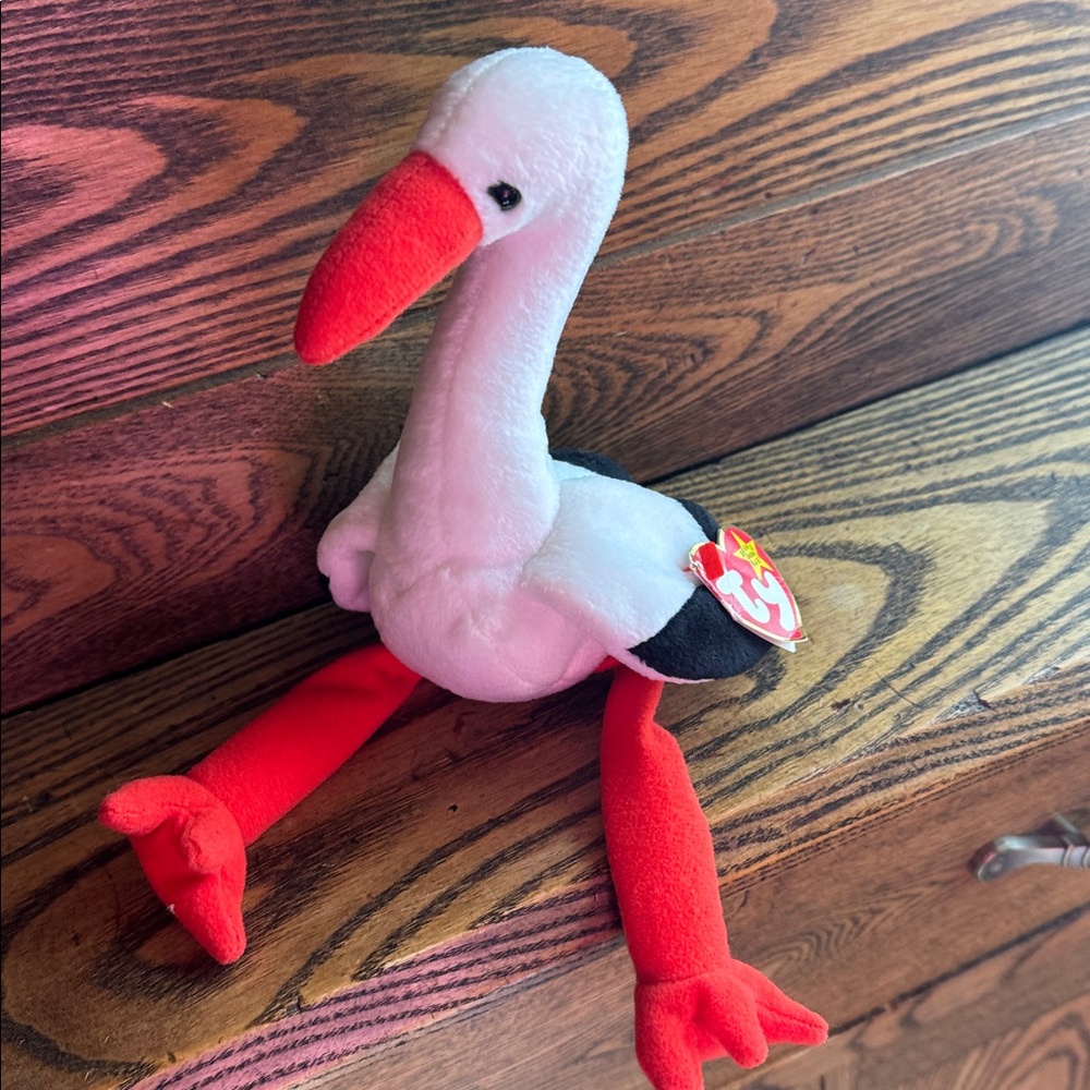 Ty Black and White Stork Plush